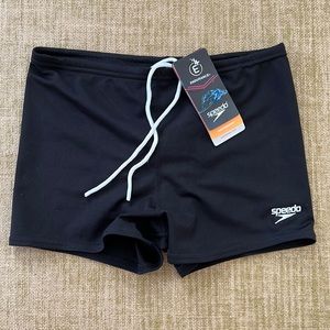 Speedo Men’s Endurance+ Solid Square Leg Swim Bottoms, Black, Size 32